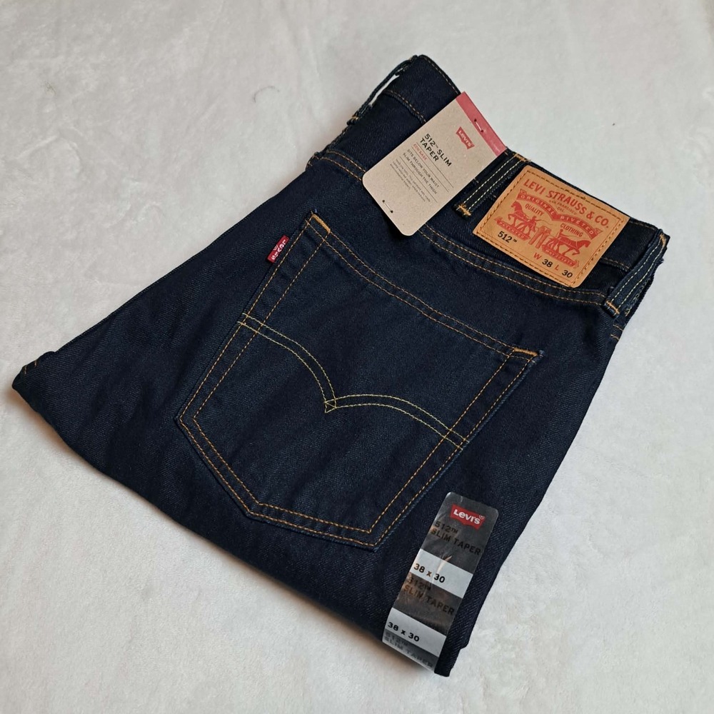 Levi's 512 Jeans Men's 38x30 Blue Slim Taper Dark Wash ECO Ease Denim NEW w/Tags